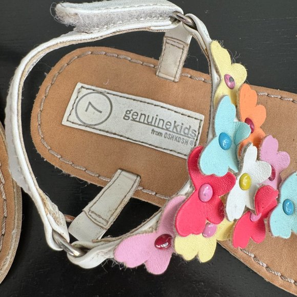 Genuine Kids by OshKosh Cute Floral T-Strap Toddler Sandals Sz 7 - Picture 3 of 4